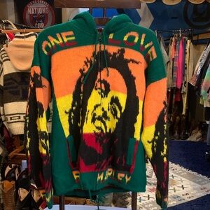 One Love Sweater Bob Marley alpaca zip up- Multicolor